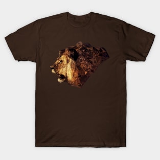 Male lion head and mane - polygon effect T-Shirt